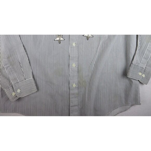 MILI DESIGNS - WOMEN'S GRAY & WHITE STRIPED LONG SLEEVE BUTTON-UP APPLIQUE  - L - Picture 7 of 10